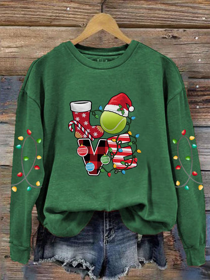 Women's Christmas Tennis Lovers Printed Casual Sweatshirts