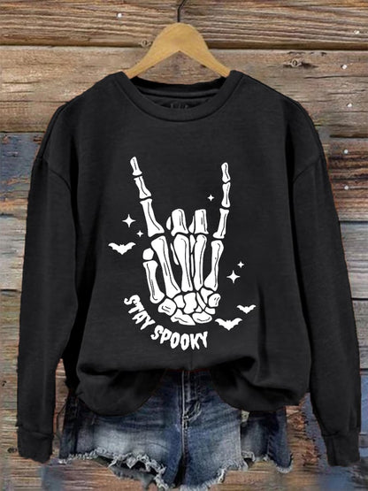 Women's Halloween Skeleton Palm Casual Sweatshirt