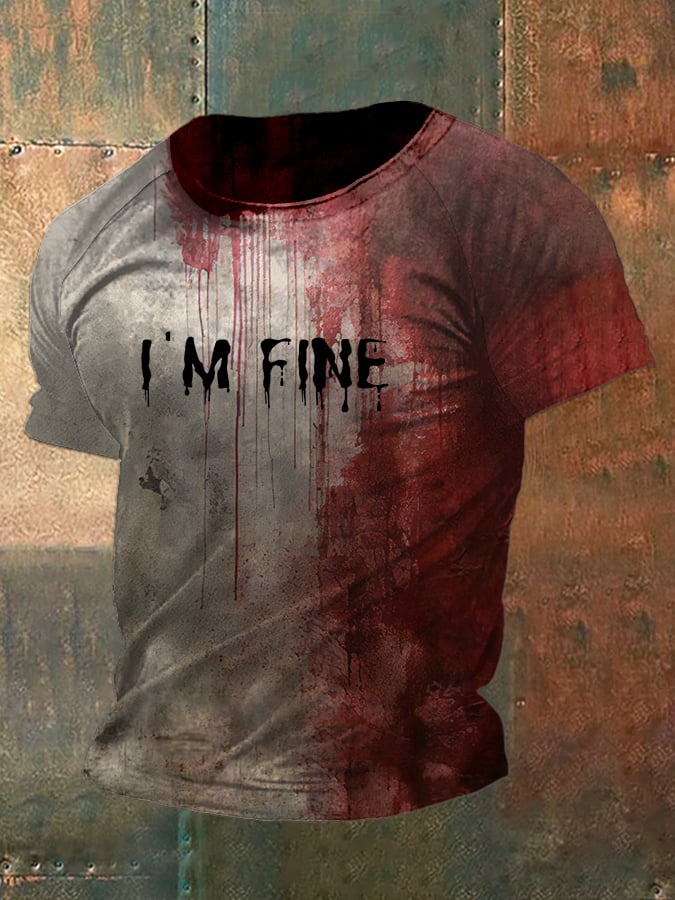 Men's Bloody I'm Fine Halloween Print Raglan T-Shirt