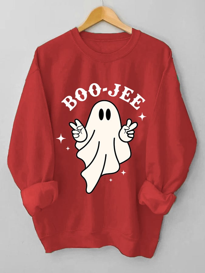 Women's Halloween Boo Jee Cute Ghost Casual Sweatshirt