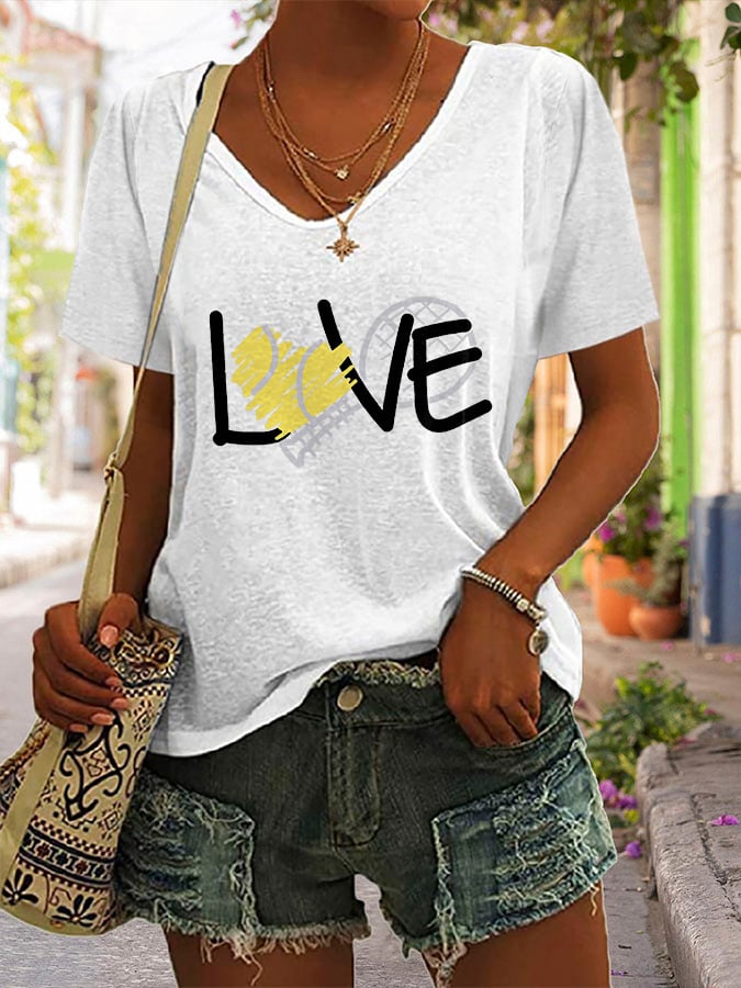 Women's TENNIS Love  Printed Casual T-shirt