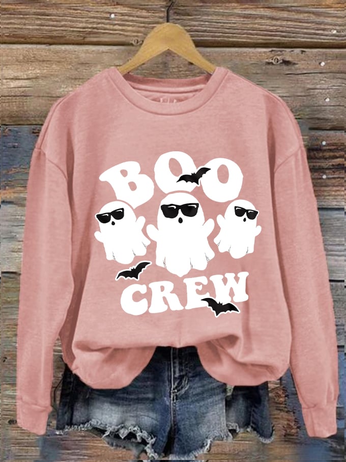 Women's Halloween Boo Crew Printed Sweatshirt