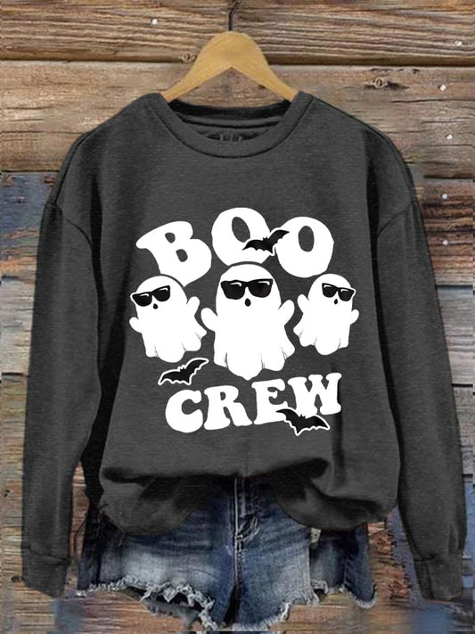 Women's Halloween Boo Crew Printed Sweatshirt