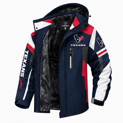 AEGE HOUSTON TEXANS TEAM LOGO FOOTBALL GRAPHIC FLEECE LINED HOODED JACKET