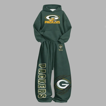 Green Bay Packers Vintage Plush Hoodie set| NFL