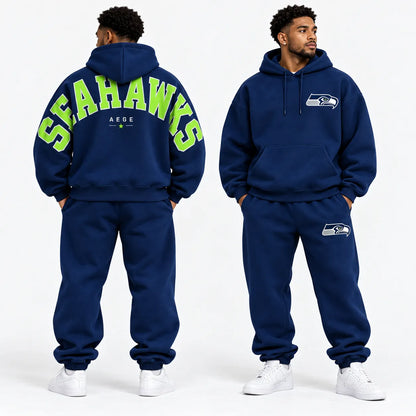 SEATTLE SEAHAWKS AIRY CLOUD FEEL OVERSIZED BACK GRAPHIC HOODIE