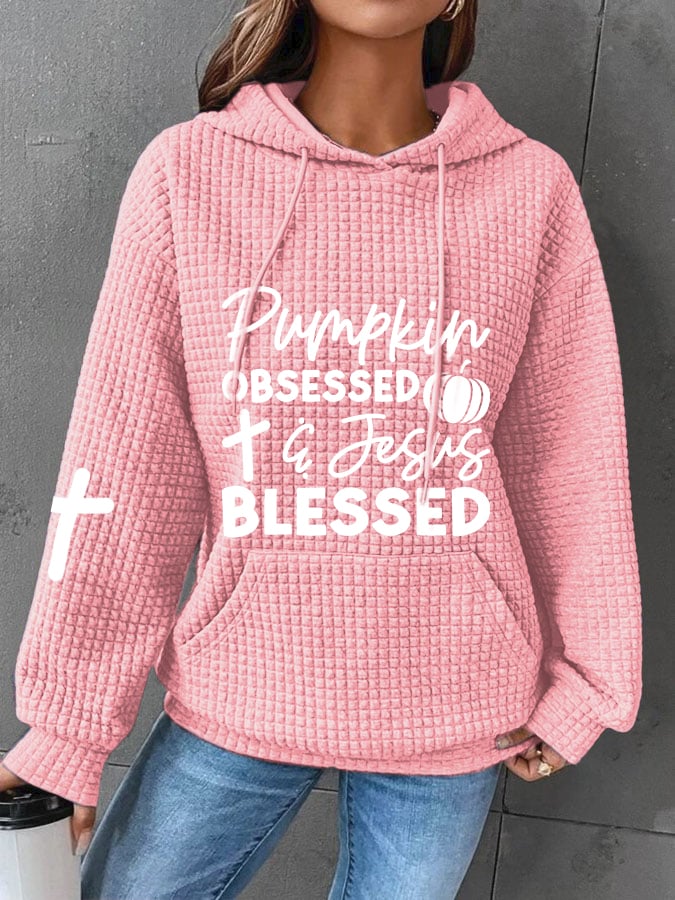 Women's Pumpkin Obsessed and Jesus Blessed Sweatshirt