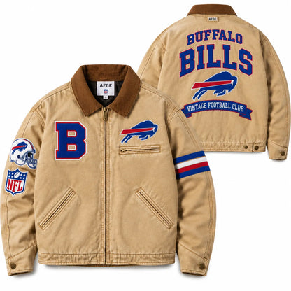 UNISEX BUFFALO BILLS VINTAGE TAN CANVAS WORKWEAR JACKET | AEGE