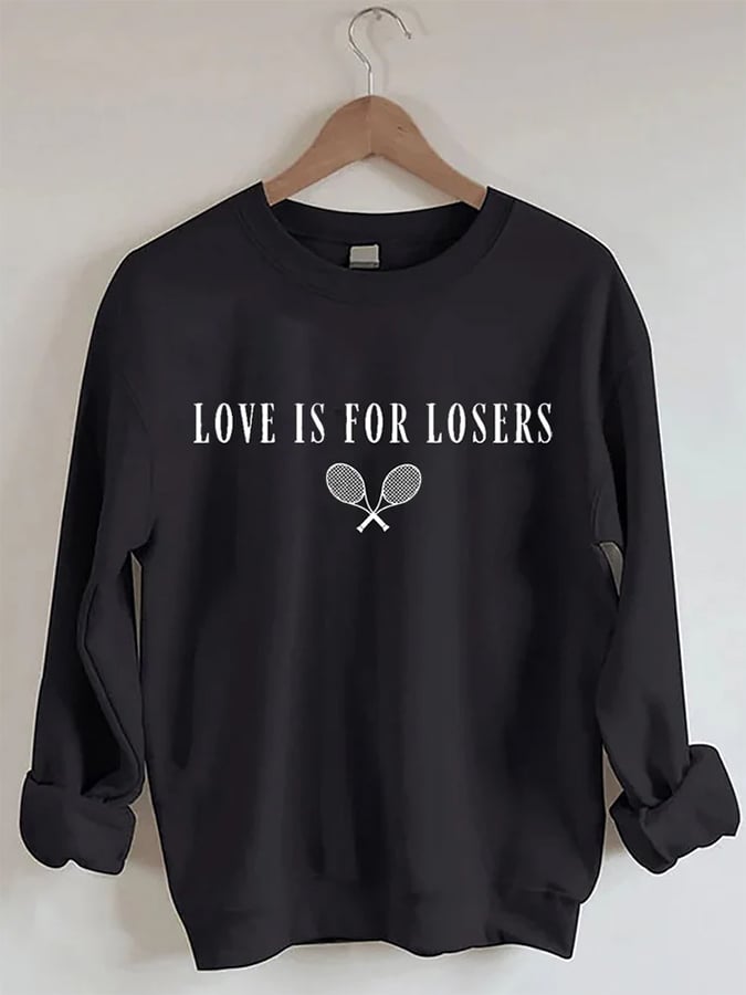 Women's Love Is For Losers Tennis Print Crewneck Sweatshirt