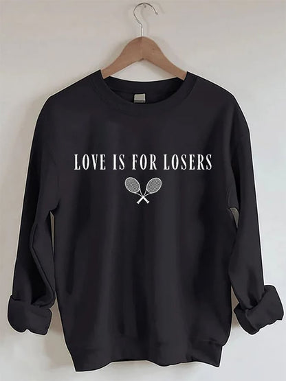 Women's Love Is For Losers Tennis Print Crewneck Sweatshirt