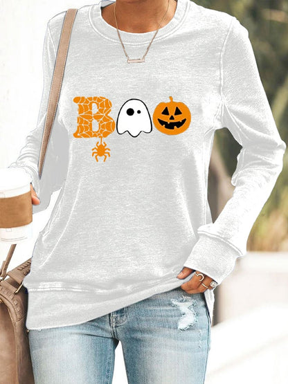 Women's Halloween Boo Printed Sweatshirt