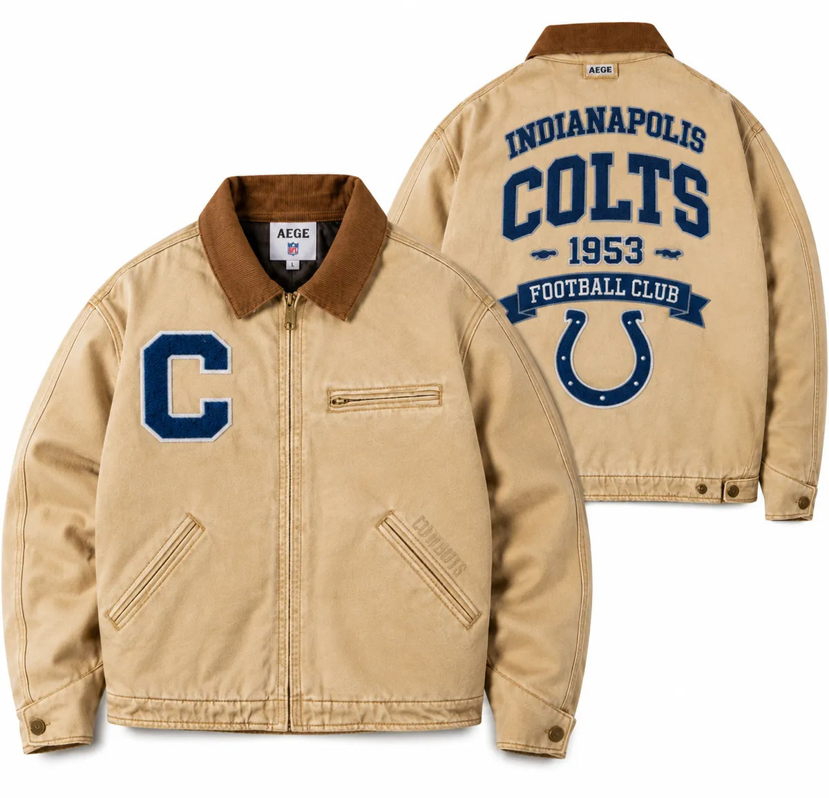 UNISEX INDIANAPOLIS COLTS VINTAGE TAN CANVAS WORKWEAR JACKET | AEGE