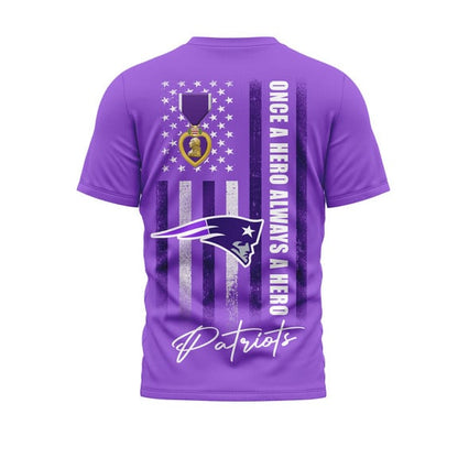 New England Patriots | Premium National Purple Heart Day 3D Shirt HI