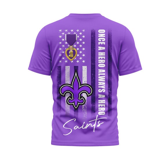 New Orleans Saints | Premium National Purple Heart Day 3D Shirt HI