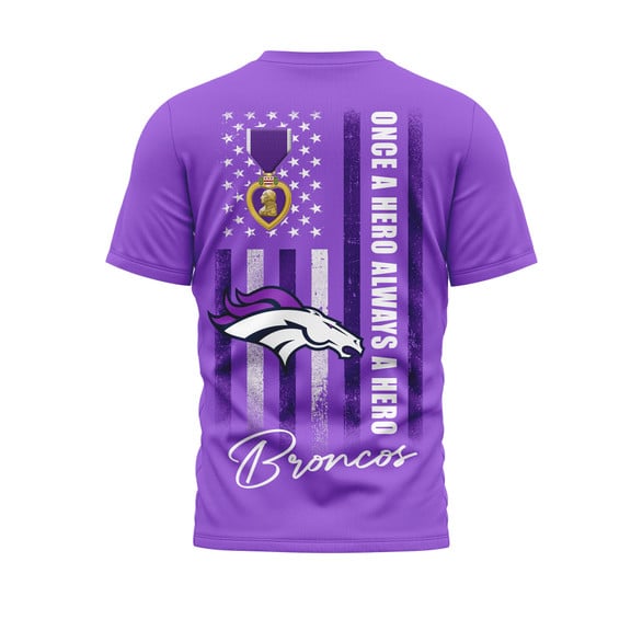 Denver Broncos | Premium National Purple Heart Day 3D Shirt HI