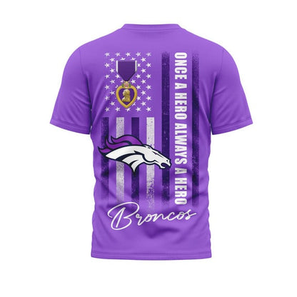 Denver Broncos | Premium National Purple Heart Day 3D Shirt HI
