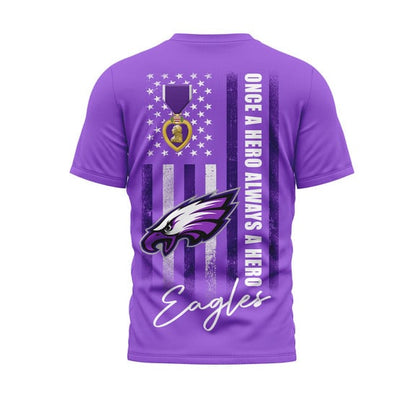 Philadelphia Eagles | Premium National Purple Heart Day 3D Shirt HI