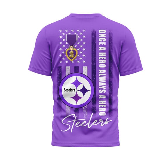 Pittsburgh Steelers | Premium National Purple Heart Day 3D Shirt HI