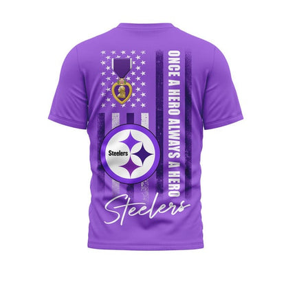 Pittsburgh Steelers | Premium National Purple Heart Day 3D Shirt HI