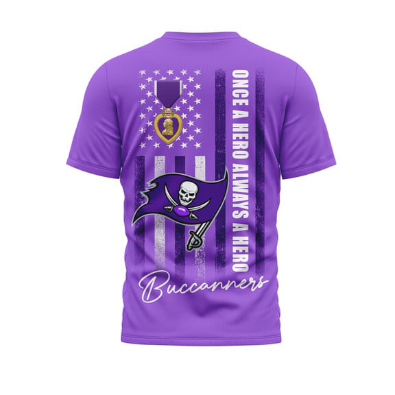 Tampa Bay Buccaneers | Premium National Purple Heart Day 3D Shirt HI