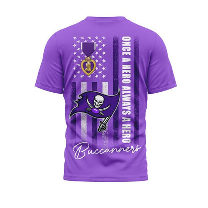 Tampa Bay Buccaneers | Premium National Purple Heart Day 3D Shirt HI