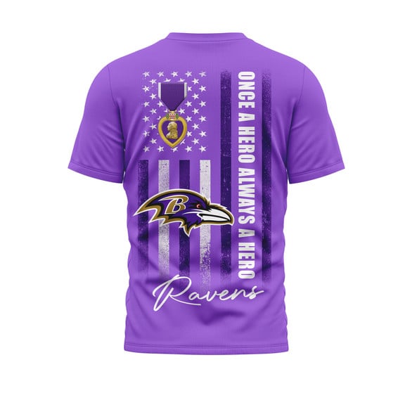 Baltimore Ravens | Premium National Purple Heart Day 3D Shirt HI