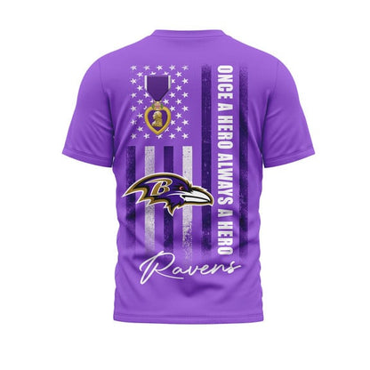 Baltimore Ravens | Premium National Purple Heart Day 3D Shirt HI