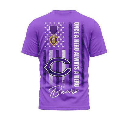 Chicago Bears | Premium NFL Premium National Purple Heart Day 3D Shirt HI
