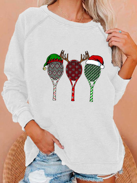 Women's Christmas Tennis Racket Print Sweatshirt