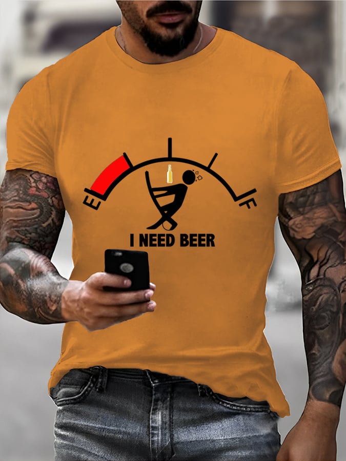 Men's Oktoberfest Beer Printed  Short Sleeve T-Shirt