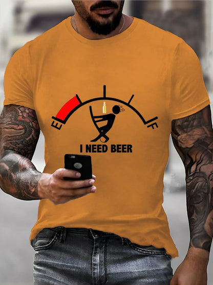 Men's Oktoberfest Beer Printed  Short Sleeve T-Shirt