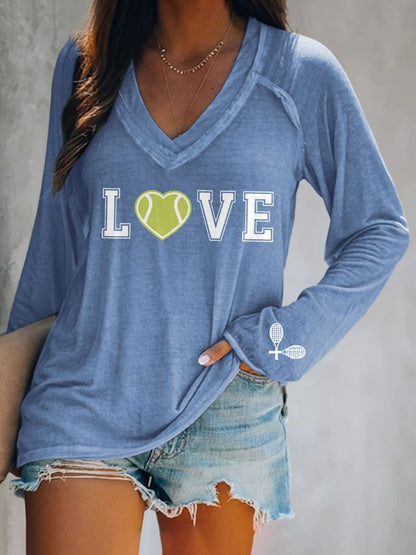 Women's Tennis Fans Printed V-Neck T-Shirt