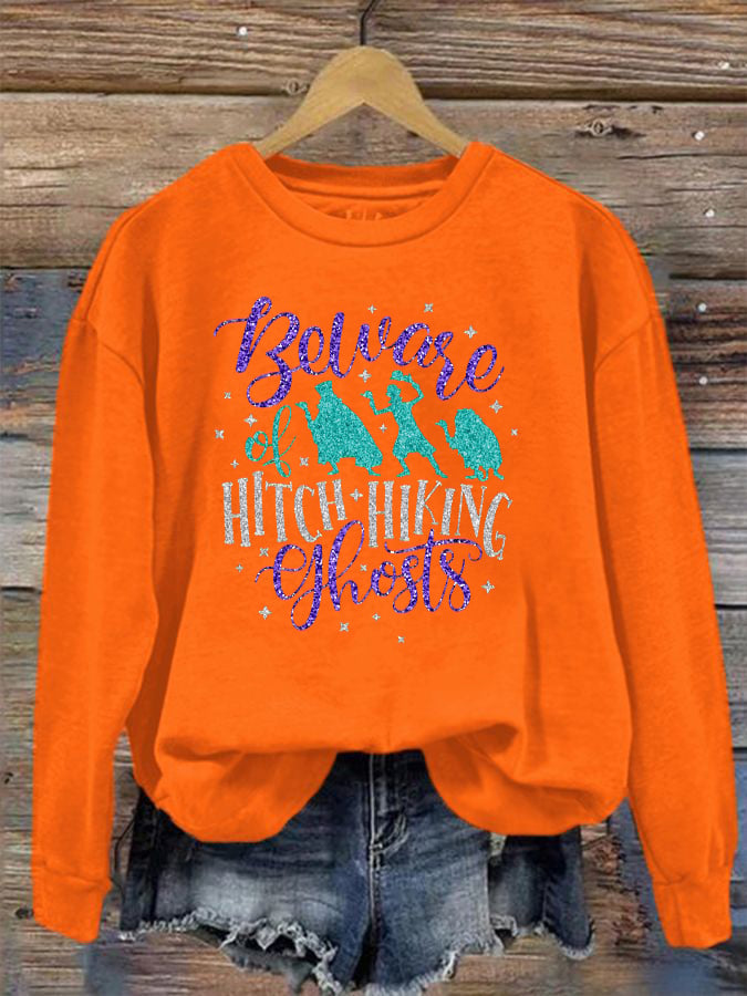 Women's Halloween Ghosts Print Sweatshirt