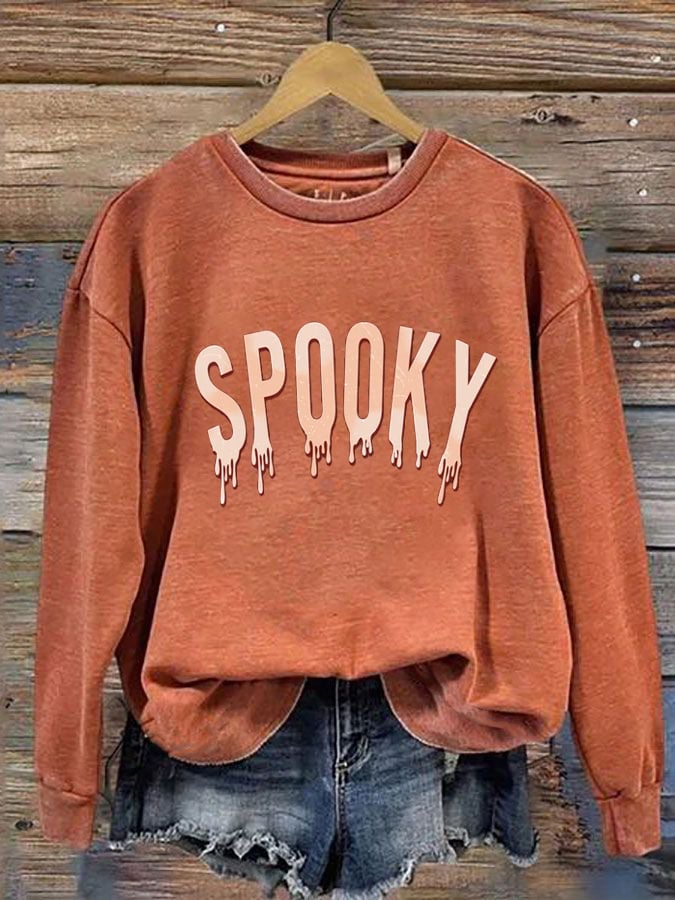 Women's Retro Halloween Creepy Cute Spooky Printed Sweatshirt