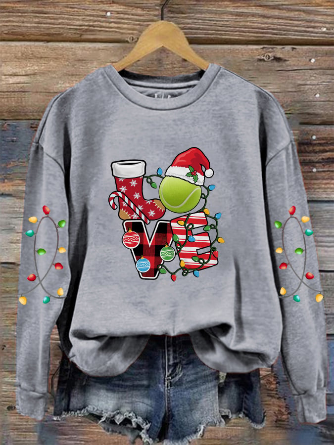 Women's Christmas Tennis Lovers Printed Casual Sweatshirts