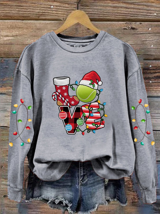 Women's Christmas Tennis Lovers Printed Casual Sweatshirts