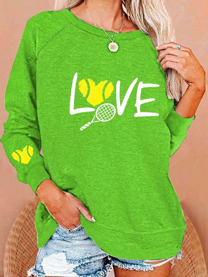women's love tennis printed sweatshirt