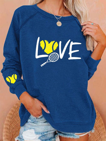 women's love tennis printed sweatshirt