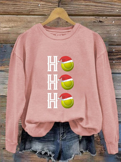 Women's Tennis Christmas "HO,HO,HO" Printed Sweatshirt