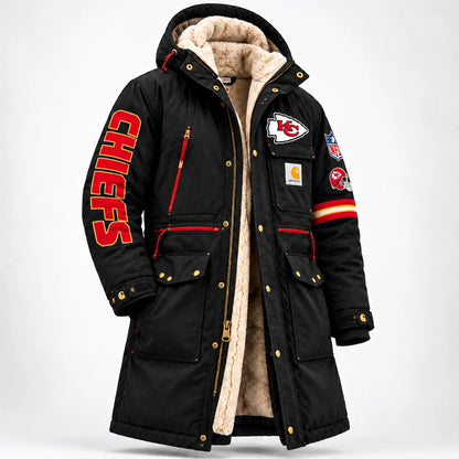 UNISEX KANSAS CITY CHIEFS SHERPA LINED WORKWEAR HOODED WINTER PARKA JACKET