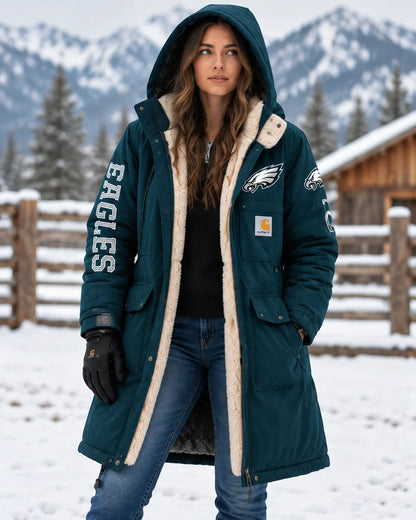 PHILADELPHIA EAGLES UNISEX SHERPA-LINED LONG WINTER PARKA JACKET