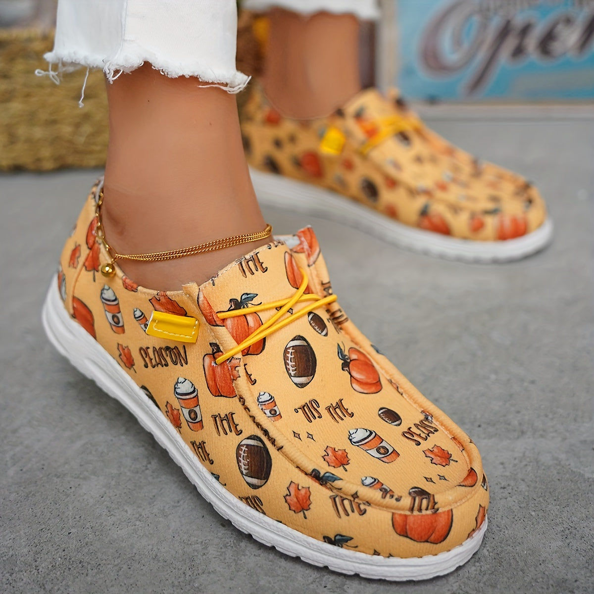 Pumpkin Spice Collection: Women's Casual Lace-Up Canvas Sneakers