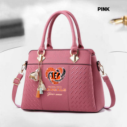 NFL New Heart Deluxe Handbag All Teams Custom Any Name Gift For Fans
