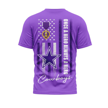 Dallas Cowboys | Premium NFL Premium National Purple Heart Day 3D Shirt HI