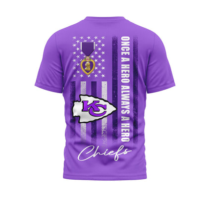 Kansas City Chiefs | Premium NFL Premium National Purple Heart Day 3D Shirt HI