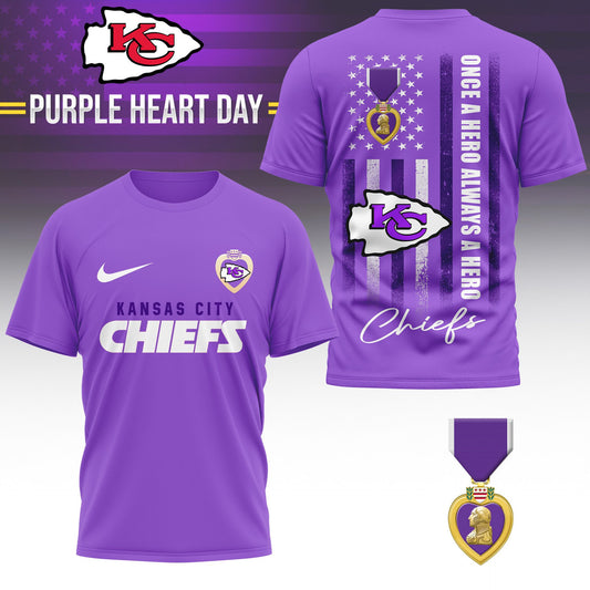 Kansas City Chiefs | Premium NFL Premium National Purple Heart Day 3D Shirt HI