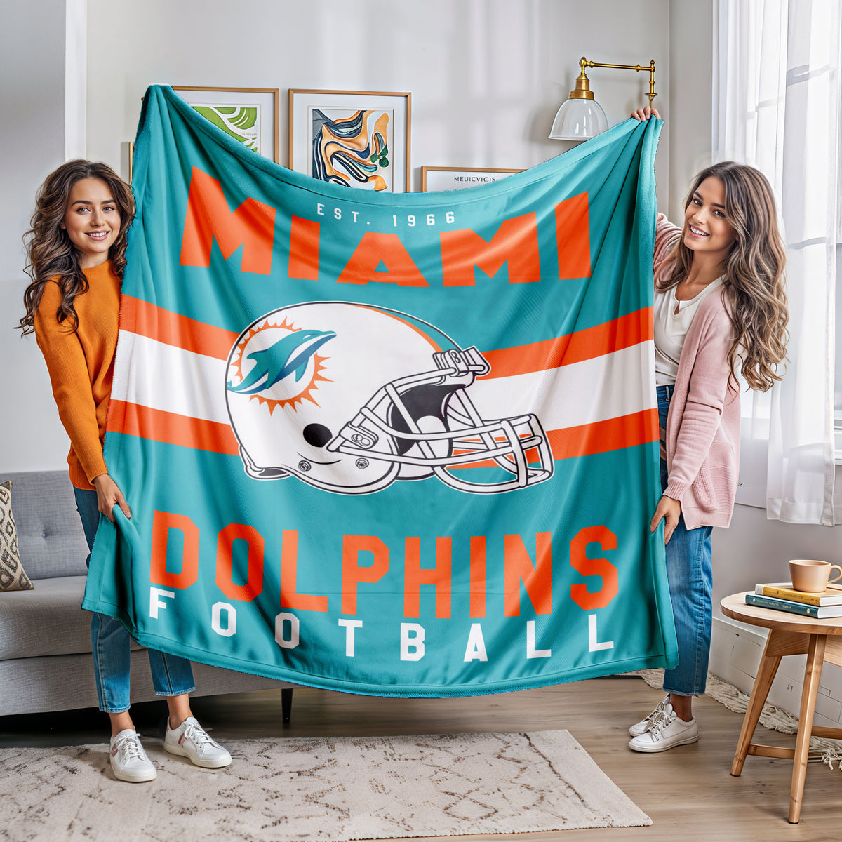 Miami Dolphins Fleece Throw Blanket & Quilt