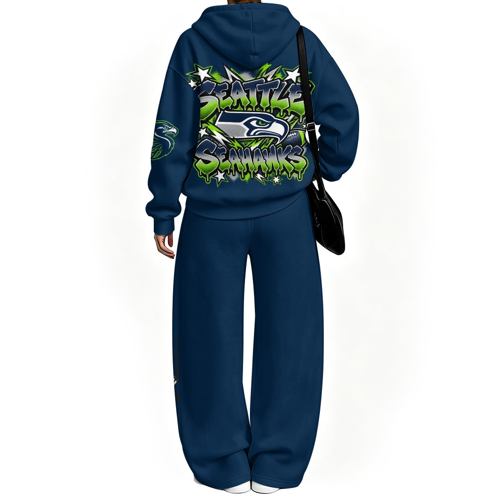 Seattle Seahawks Vintage Plush Hoodie set | NFL