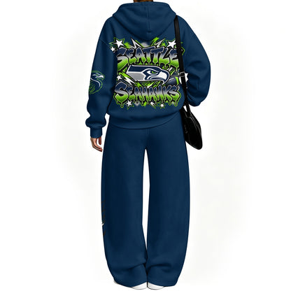 Seattle Seahawks Vintage Plush Hoodie set | NFL