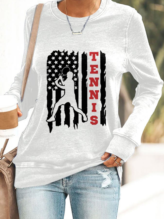 Women'S Tennis Flag Printed Sweatshirt